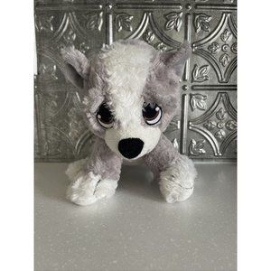 Kellytoy Dog 9” Gray Plush Wolf Pup Soft Toy Sewn Eyes Grey Stuffed Animal Sits